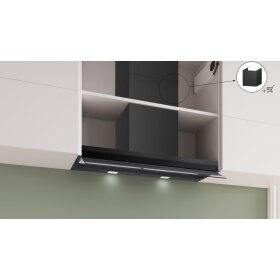 Bosch DBB99ET65, Serie 8, Integrierte Designhaube, 90 cm, Klarglas schwarz bedruckt, Mattschwarz
