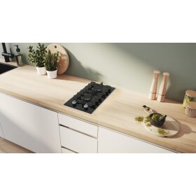 Bosch PRB3A6I40, Serie 8, Domino-Kochfeld, Gas, 30 cm, Glaskeramik, Schwarz