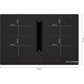 Bosch PXX82BD56E, Serie 8, Kochfeld mit Dunstabzug (Induktion), 80 cm, Mattschwarz, flächenbündig (integriert)