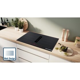 Bosch PXX89BD56E, Serie 8, Kochfeld mit Dunstabzug (Induktion), 80 cm, Mattschwarz, Mit Rahmen aufliegend