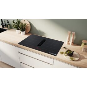 Bosch PXX89BD56E, Serie 8, Kochfeld mit Dunstabzug (Induktion), 80 cm, Mattschwarz, Mit Rahmen aufliegend