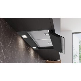 Siemens LJ67BDP60, iQ500, Integrierte Designhaube, 60 cm, Klarglas schwarz bedruckt, Mattschwarz