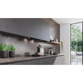 Siemens LJ67BDP60, iQ500, Integrierte Designhaube, 60 cm, Klarglas schwarz bedruckt, Mattschwarz