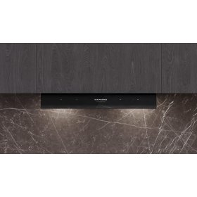 Siemens LJ67BDP65, iQ500, Integrierte Designhaube, 60 cm, Graues Glas mit schwarzer Bedruckung, Mattschwarz