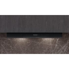 Siemens LJ89BET65, iQ700, Integrierte Designhaube, 80 cm, Graues Glas mit schwarzer Bedruckung, Mattschwarz