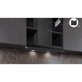Siemens LJ89BET65, iQ700, Integrierte Designhaube, 80 cm, Graues Glas mit schwarzer Bedruckung, Mattschwarz