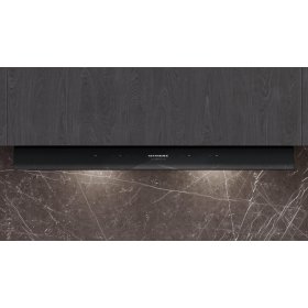 Siemens LJ97BDP65, iQ500, Integrierte Designhaube, 90 cm, Graues Glas mit schwarzer Bedruckung, Mattschwarz