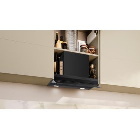 Neff D67XDP2S0, N 70, Integrierte Designhaube, 60 cm, Klarglas schwarz bedruckt, Mattschwarz