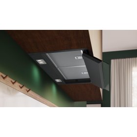 Neff D67XDP2S5, N 70, Integrierte Designhaube, 60 cm, Klarglas schwarz bedruckt, Mattschwarz
