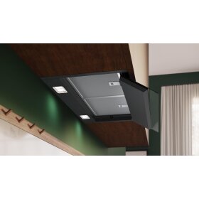 Neff D69XET2S5, N 90, Integrierte Designhaube, 60 cm, Klarglas schwarz bedruckt, Mattschwarz