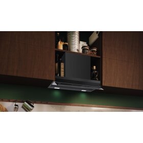 Neff D69XET2S5, N 90, Integrierte Designhaube, 60 cm, Klarglas schwarz bedruckt, Mattschwarz