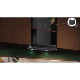 Neff D69XET2S5, N 90, Integrierte Designhaube, 60 cm, Klarglas schwarz bedruckt, Mattschwarz