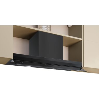 Neff D97XDP2S0, N 70, Integrierte Designhaube, 90 cm, Klarglas schwarz bedruckt, Mattschwarz