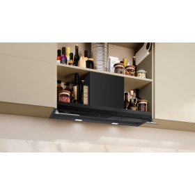 Neff D97XDP2S0, N 70, Integrierte Designhaube, 90 cm, Klarglas schwarz bedruckt, Mattschwarz