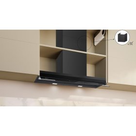 Neff D97XDP2S0, N 70, Integrierte Designhaube, 90 cm, Klarglas schwarz bedruckt, Mattschwarz