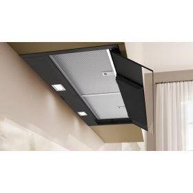 Neff D97XDP2S0, N 70, Integrierte Designhaube, 90 cm, Klarglas schwarz bedruckt, Mattschwarz