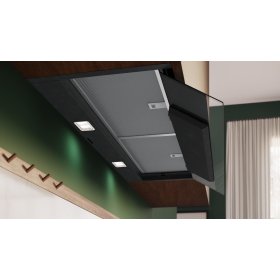 Neff D97XDP2S5, N 70, Integrierte Designhaube, 90 cm, Klarglas schwarz bedruckt, Mattschwarz