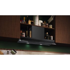 Neff D97XDP2S5, N 70, Integrierte Designhaube, 90 cm, Klarglas schwarz bedruckt, Mattschwarz