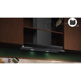 Neff D97XDP2S5, N 70, Integrierte Designhaube, 90 cm, Klarglas schwarz bedruckt, Mattschwarz
