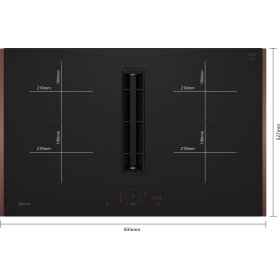 Neff V58YHQ4B0, N 70, Induktionskochfeld mit Dunstabzug, 80 cm, Mattschwarz, Flex Design