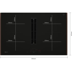 Neff V68YHL4B0, N 70, Induktionskochfeld mit Dunstabzug, 80 cm, Mattschwarz, Flex Design