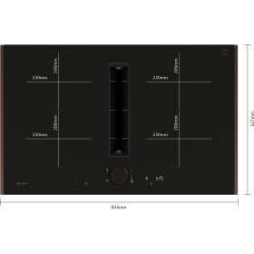 Neff V68YYX4B0, N 90, Induktionskochfeld mit Dunstabzug, 80 cm, Mattschwarz, Flex Design