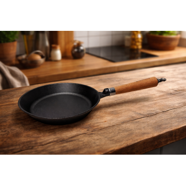 Ronneby Bruk Maestro Bratpfanne flach, Ø 25 cm, mit Eichenholzgriff