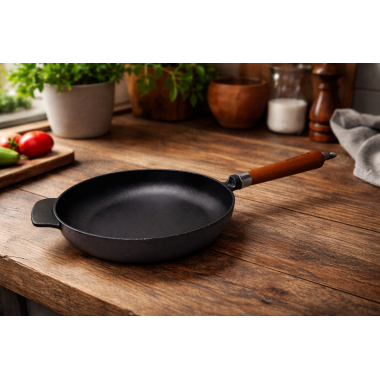 Ronneby Bruk Maestro Bratpfanne hoch, Ø 25 cm, mit braunem Buchenholzgriff