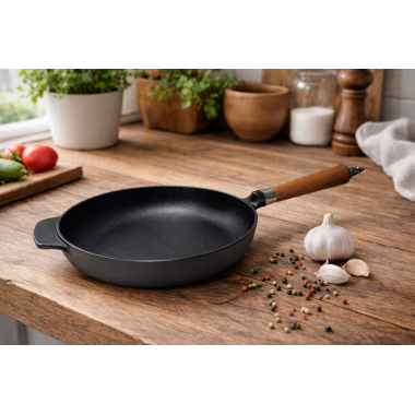 Ronneby Bruk Maestro Bratpfanne hoch, Ø 25 cm, mit Eichenholzgriff