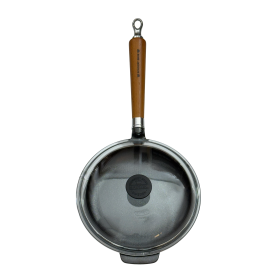 Ronneby Bruk Maestro Bratpfanne hoch, Ø 25 cm, mit Glasdeckel und braunem Buchenholzgriff