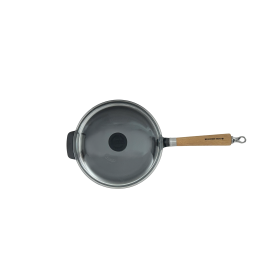 Ronneby Bruk Maestro Bratpfanne hoch, Ø 25 cm, mit Glasdeckel und Eichenholzgriff