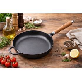 Ronneby Bruk Maestro Bratpfanne hoch, Ø 28 cm, mit Eichenholzgriff