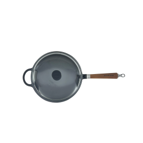 Ronneby Bruk Maestro Bratpfanne hoch, Ø 28 cm, mit Glasdeckel und braunem Buchenholzgriff