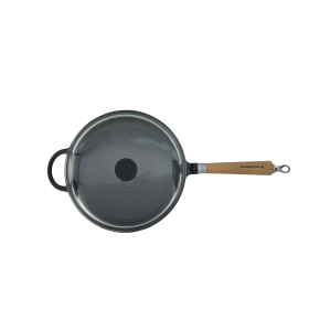 Ronneby Bruk Maestro Bratpfanne hoch, Ø 28 cm, mit Glasdeckel und Eichenholzgriff