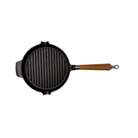 Ronneby Bruk Maestro Grillpfanne, Ø 25 cm, mit braunem Buchenholzgriff