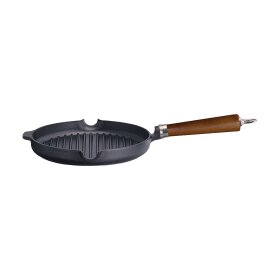 Ronneby Bruk Maestro Grillpfanne, Ø 25 cm, mit braunem Buchenholzgriff