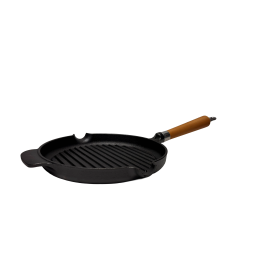 Ronneby Bruk Maestro Grillpfanne, Ø 25 cm, mit braunem Buchenholzgriff