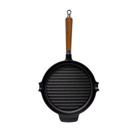 Ronneby Bruk Maestro Grillpfanne, Ø 25 cm, mit braunem Buchenholzgriff