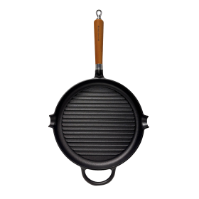 Ronneby Bruk Maestro Grillpfanne, Ø 28 cm, mit braunem Buchenholzgriff