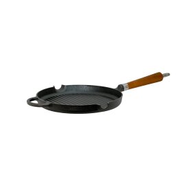 Ronneby Bruk Maestro Grillpfanne, Ø 28 cm, mit braunem Buchenholzgriff