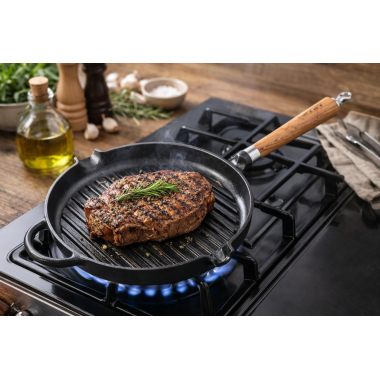Ronneby Bruk Maestro Grillpfanne, Ø 28 cm, mit Eichenholzgriff