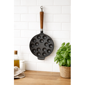 Ronneby Bruk Maestro Poffertjes-Pfanne, Ø 24 cm, mit braunem Buchenholzgriff