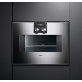 Gaggenau bm451110, 400 series, built-in compact oven with microwave function, 60 x 45 cm, door hinge: left, stainless steel behind glass