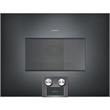 Gaggenau bm454100, 400 series, built-in compact oven with microwave function, 60 x 45 cm, door hinge: right, anthracite