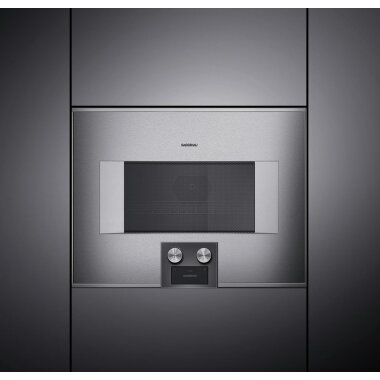 Gaggenau bm454110, 400 series, built-in compact oven with microwave function, 60 x 45 cm, door hinge: right, stainless steel behind glass
