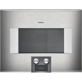 Gaggenau bm454110, 400 series, built-in compact oven with microwave function, 60 x 45 cm, door hinge: right, stainless steel behind glass