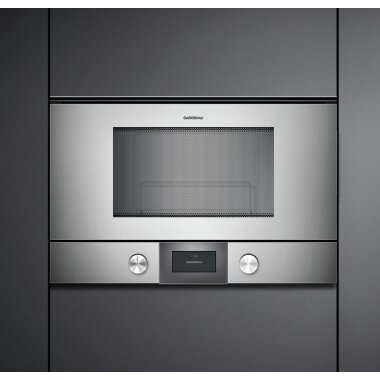 Gaggenau bmp225110, series 200, built-in microwave, 60 x 38 cm, door hinge: left, metallic