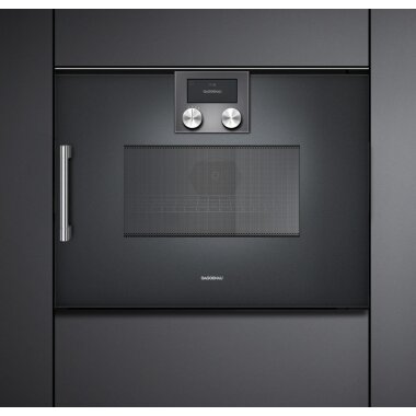 Gaggenau bmp250100, 200 series, built-in compact oven with microwave function, 60 x 45 cm, door hinge: right, anthracite