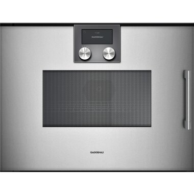 Gaggenau bmp251110, series 200, built-in compact oven with microwave function, 60 x 45 cm, door hinge: left, metallic