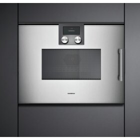 Gaggenau bmp251110, series 200, built-in compact oven with microwave function, 60 x 45 cm, door hinge: left, metallic